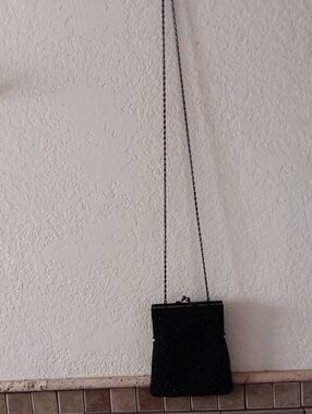 Hillard & Hanson Black Sparkle Evening Wristlet Crossbody